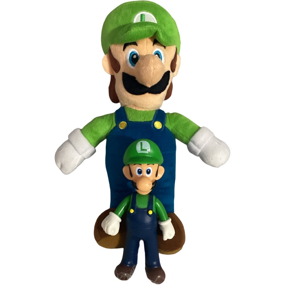 Nintendo Super Mario Bros Luigi 10” Plush & 5” Hard Posable Figure
